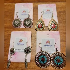 4 Pairs Boho Style Water Drop Earrings